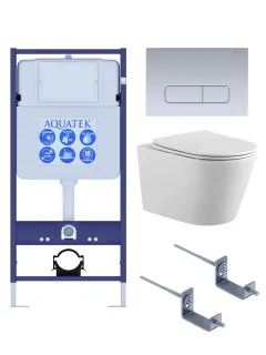 Комплект SET AQUATEK ВЕГА-1905-014 унитаз с инсталляцией кнопкой и сиденьем микролифт